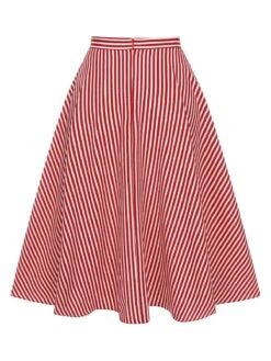 Red 1940s Buttoned Stripes Skirt 12 Red 1940s Buttoned Stripes Skirt -Retro Pulse Shop SCHL003961 3 compressed