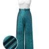 Blue 1930s Laser Flashing Spaghetti Strap Jumpsuit