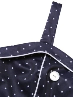 Dark Blue 1930s Polka Dots Straps Jumpsuit -Retro Pulse Shop SCHL003986 4