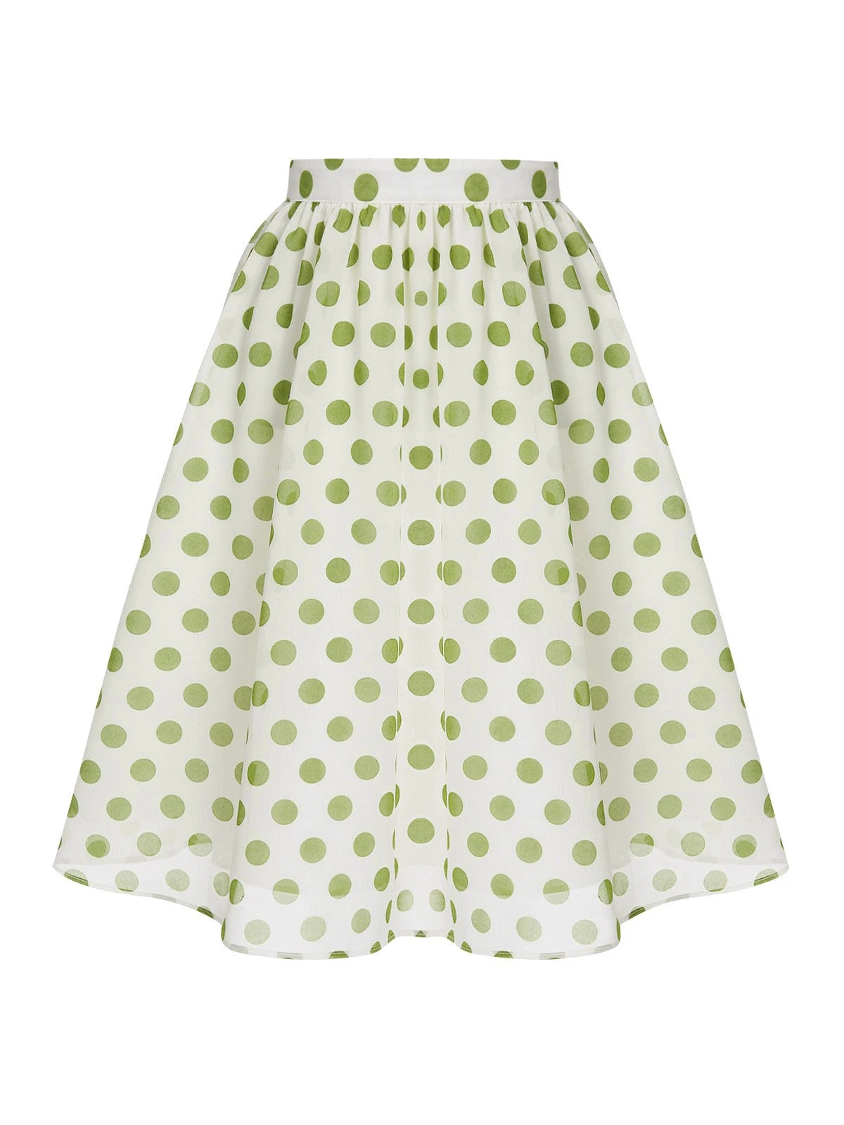 Green 1940s Schiffon Polka Dots Skirt 3 Green 1940s Schiffon Polka Dots Skirt