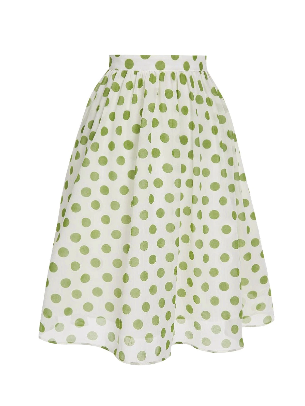 Green 1940s Schiffon Polka Dots Skirt 4 Green 1940s Schiffon Polka Dots Skirt - Image 2