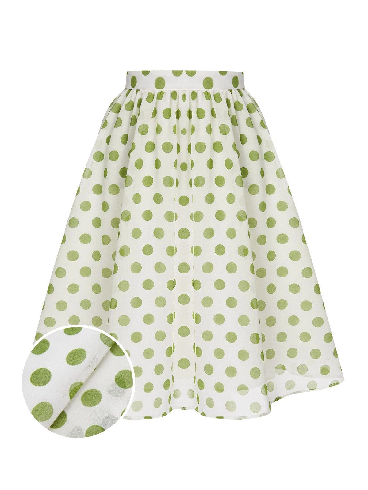 Green 1940s Schiffon Polka Dots Skirt 9 Green 1940s Schiffon Polka Dots Skirt - Image 7