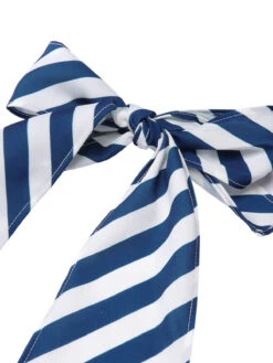 [Pre-Sale] Blue 1940s Symmetrical Stripe V-Neck Halter Romper -Retro Pulse Shop SCHL004006 4