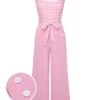 Pink 1950s Gingham Plaid Suspender Jumpsuit -Retro Pulse Shop SCHL004010 01