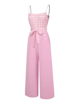 Pink 1950s Gingham Plaid Suspender Jumpsuit 11 Pink 1950s Gingham Plaid Suspender Jumpsuit -Retro Pulse Shop SCHL004010 2