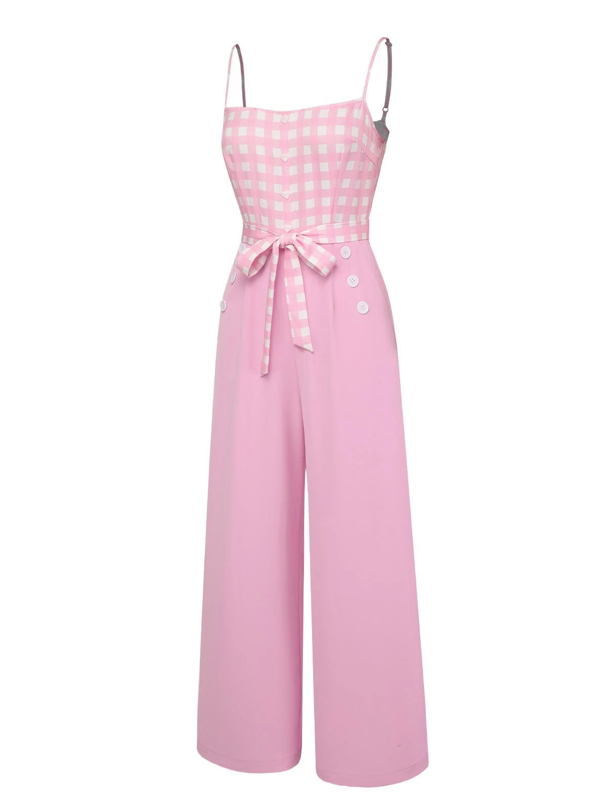 Pink 1950s Gingham Plaid Suspender Jumpsuit 5 Pink 1950s Gingham Plaid Suspender Jumpsuit - Image 3