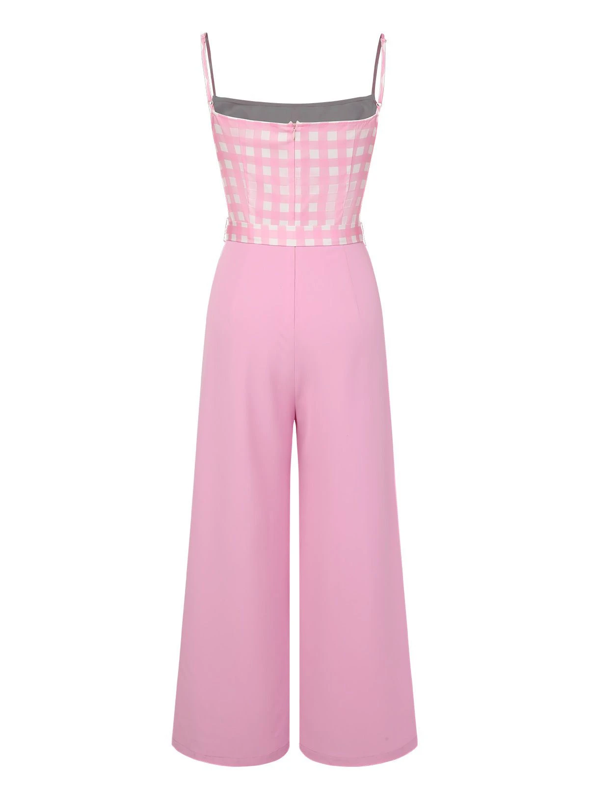 Pink 1950s Gingham Plaid Suspender Jumpsuit 6 Pink 1950s Gingham Plaid Suspender Jumpsuit - Image 4