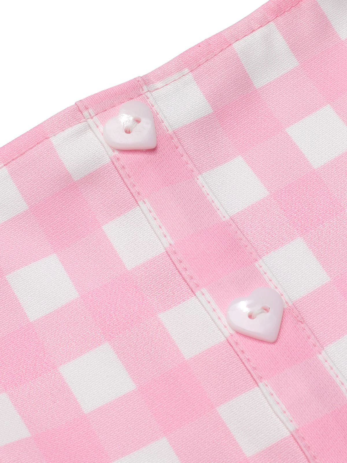 Pink 1950s Gingham Plaid Suspender Jumpsuit 7 Pink 1950s Gingham Plaid Suspender Jumpsuit - Image 5