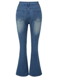 Blue 1930s High Waist Flare Jeans -Retro Pulse Shop SCHL004011 3 compressed