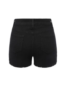 Black 1960s Solid Button Denim Shorts -Retro Pulse Shop SCHL004013 3