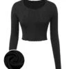 Black 1960s Cropped Long Sleeve Top -Retro Pulse Shop SCHL004019 1 compressed