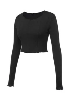 Black 1960s Cropped Long Sleeve Top -Retro Pulse Shop SCHL004019 3 compressed