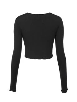 Black 1960s Cropped Long Sleeve Top -Retro Pulse Shop SCHL004019 4 compressed