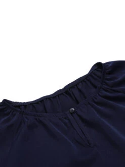 Deep Blue 1960s Flare Sleeved Ruffle Blouse -Retro Pulse Shop SCHL004020 5