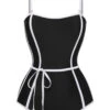 Black 1960s Lined Sling One-Piece Swimsuit -Retro Pulse Shop SCHL004030 1