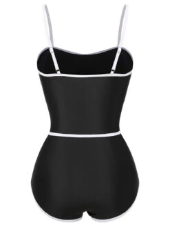 Black 1960s Lined Sling One-Piece Swimsuit -Retro Pulse Shop SCHL004030 3