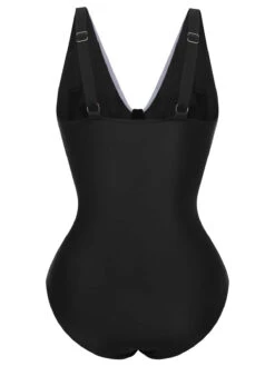 [Plus Size] Black 1930s Contrast One-Piece Swimsuit -Retro Pulse Shop SCHL004033 3 compressed