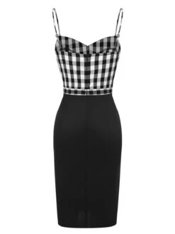 [Pre-Sale] Black 1960s Spaghetti Straps Plaid Patchwork Dress -Retro Pulse Shop SCHL004035 3