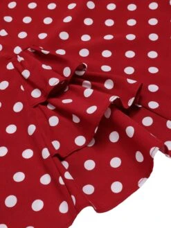 [Pre-Sale] Red 1960s Polka Dots Tie Neck Dress -Retro Pulse Shop SCHL004036 5