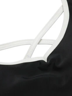 Black 1960s Puff Sleeves One-Piece Swimsuit -Retro Pulse Shop SCHL004039 4