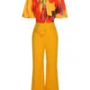 2PCS Yellow 1930s Tie Bow Colorblock Blouse & Bottons Pants 2 2PCS Yellow 1930s Tie Bow Colorblock Blouse & Bottons Pants -Retro Pulse Shop SCHL004045 1
