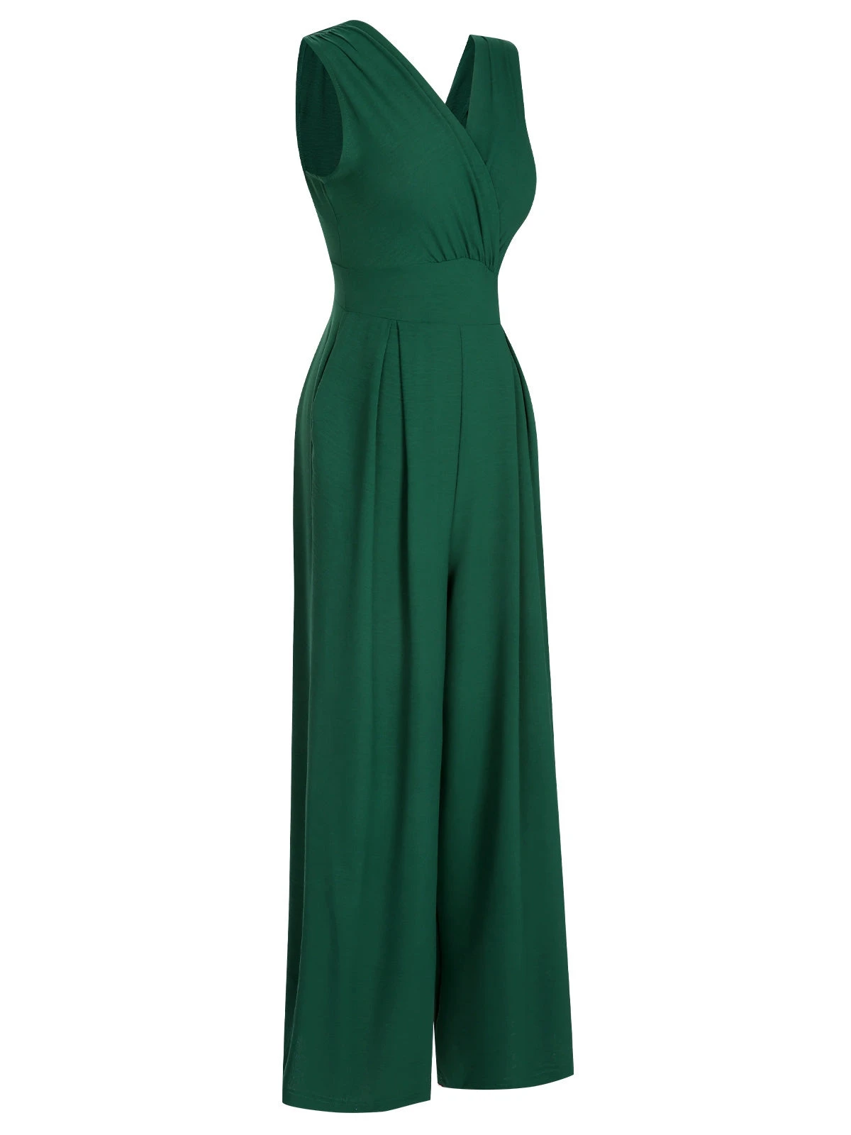 Green 1930s V-Neck Sleeveless Jumpsuit 4 Green 1930s V-Neck Sleeveless Jumpsuit - Image 2