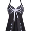 Black 1930s Halter Polka Dots Bow Swimsuit 1 Black 1930s Halter Polka Dots Bow Swimsuit -Retro Pulse Shop SCHL004048 1