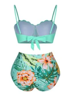 1960s Tropical Plant Back Strap Swimsuit -Retro Pulse Shop SCHL004054 3