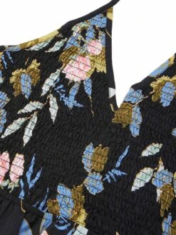 Multicolor 1940s Smocked Halter Floral Dress -Retro Pulse Shop SCHL004066 4