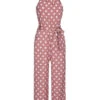 Pink 1930s Polka Dots Drawstring Halter Jumpsuit -Retro Pulse Shop SCHL004067 1