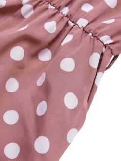 Pink 1930s Polka Dots Drawstring Halter Jumpsuit 9 Pink 1930s Polka Dots Drawstring Halter Jumpsuit -Retro Pulse Shop SCHL004067 4