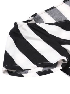 [Pre-Sale] 1970s Off-Shoulder Wide Stripe Jumpsuit -Retro Pulse Shop SCHL004071 4