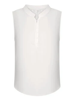 White 1930s Mandarin Collar Sleeveless Blouse