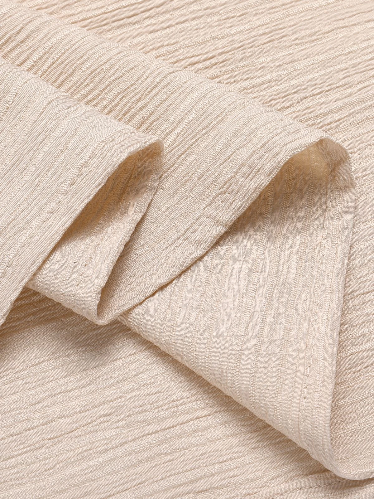 Beige 1950s Solid Stand Collar V-Neck Dress 6 Beige 1950s Solid Stand Collar V-Neck Dress - Image 4