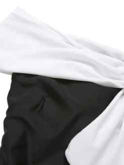 Black White 1960s Bow Off-Shoulder Swimsuit -Retro Pulse Shop SCHL004089 4