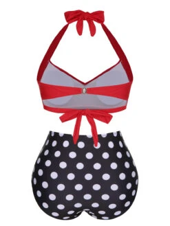 1960s Polka Dot Halter Back Strap Swimsuit -Retro Pulse Shop SCHL004094 3