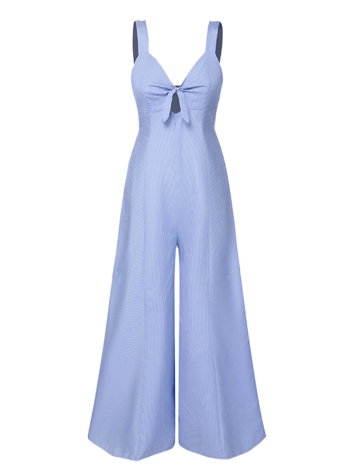 Blue 1930s Stripe Cutout Wide Strap Jumpsuit 3 Blue 1930s Stripe Cutout Wide Strap Jumpsuit