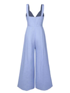 Blue 1930s Stripe Cutout Wide Strap Jumpsuit 10 Blue 1930s Stripe Cutout Wide Strap Jumpsuit -Retro Pulse Shop SCHL004096 3