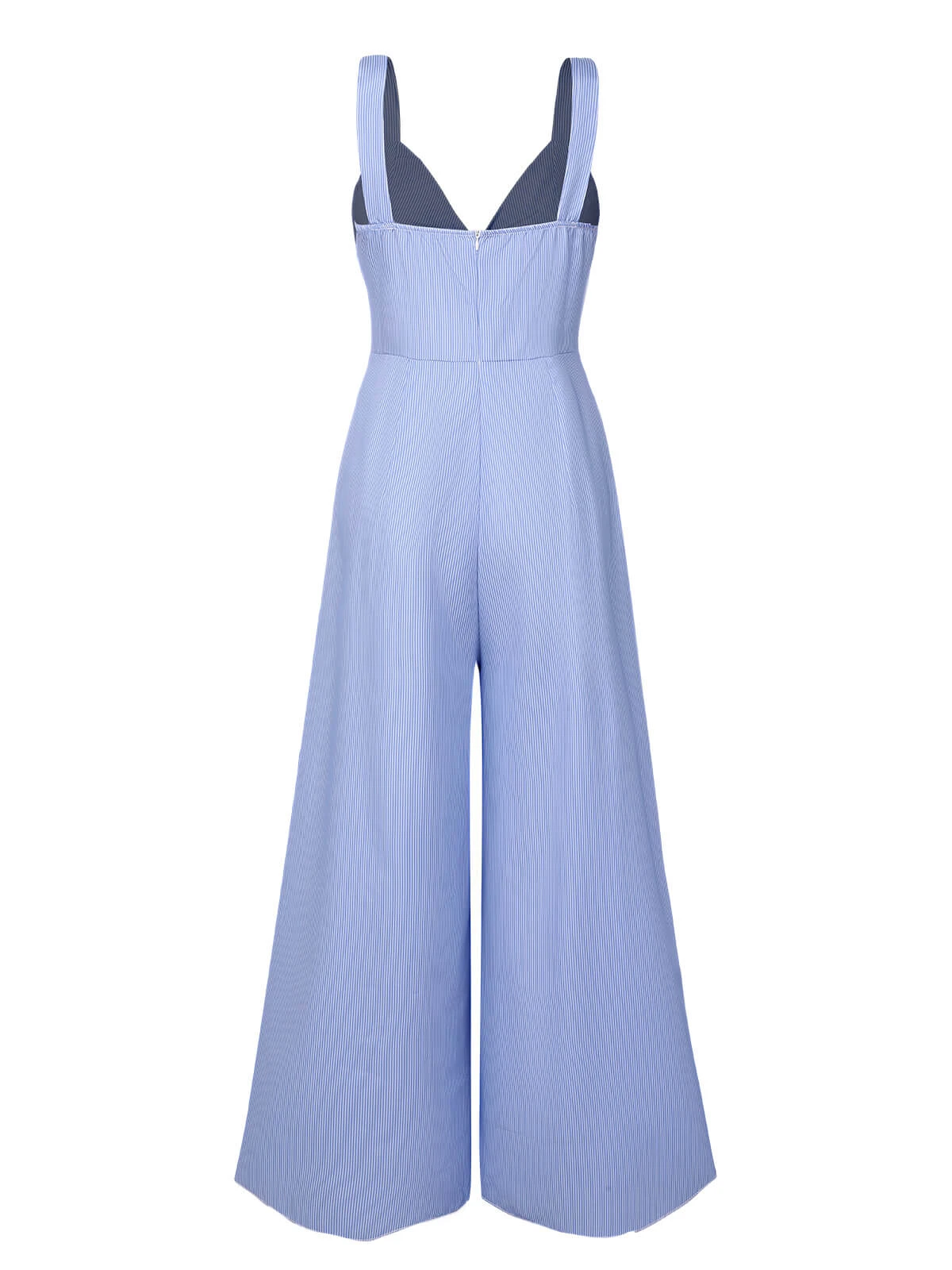 Blue 1930s Stripe Cutout Wide Strap Jumpsuit 5 Blue 1930s Stripe Cutout Wide Strap Jumpsuit - Image 3