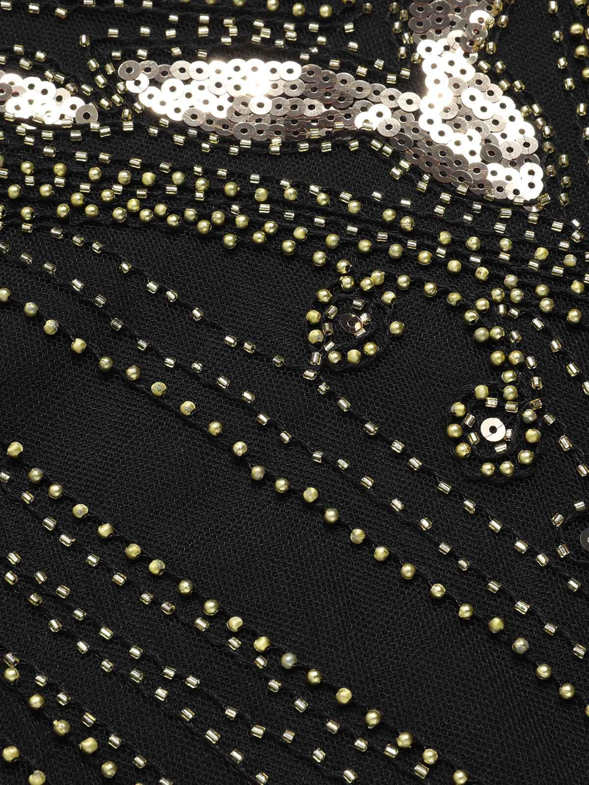 1920s V-Neck Sequined Tassel Gatsby Dress 10 1920s V-Neck Sequined Tassel Gatsby Dress - Image 8