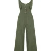 Army Green 1930s Loose Pleated Jumpsuit -Retro Pulse Shop SCHL004104 1