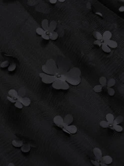 Black 1960s 3D Flowers Mesh Turtleneck Sleeveless Dress -Retro Pulse Shop SCHL004105 4