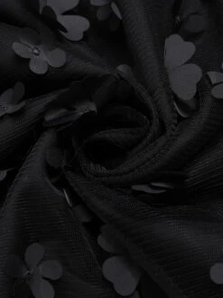 Black 1960s 3D Flowers Mesh Turtleneck Sleeveless Dress -Retro Pulse Shop SCHL004105 5