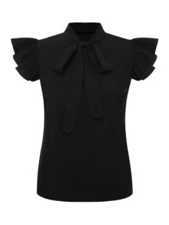 1950s Tie Neck Cap Sleeve Tops 14 1950s Tie Neck Cap Sleeve Tops -Retro Pulse Shop SCHL004119 6