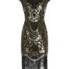 Black 1920s Sequined Tassel Cap Sleeve Dress 2 Black 1920s Sequined Tassel Cap Sleeve Dress -Retro Pulse Shop SCHL004130 1 compressed
