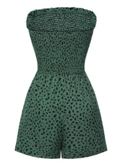 Green 1950s Leopard Tube Top Romper -Retro Pulse Shop SCHL004146 3 compressed