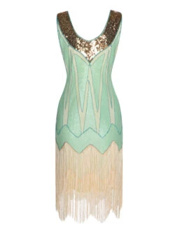 1920s Sequined Tassel V-Neck Dress -Retro Pulse Shop SCHL004152 7