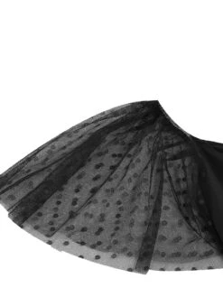 1950s Solid Dots Mesh Sleeve V-Neck Dress 31 1950s Solid Dots Mesh Sleeve V-Neck Dress -Retro Pulse Shop SCHL004156 B 4