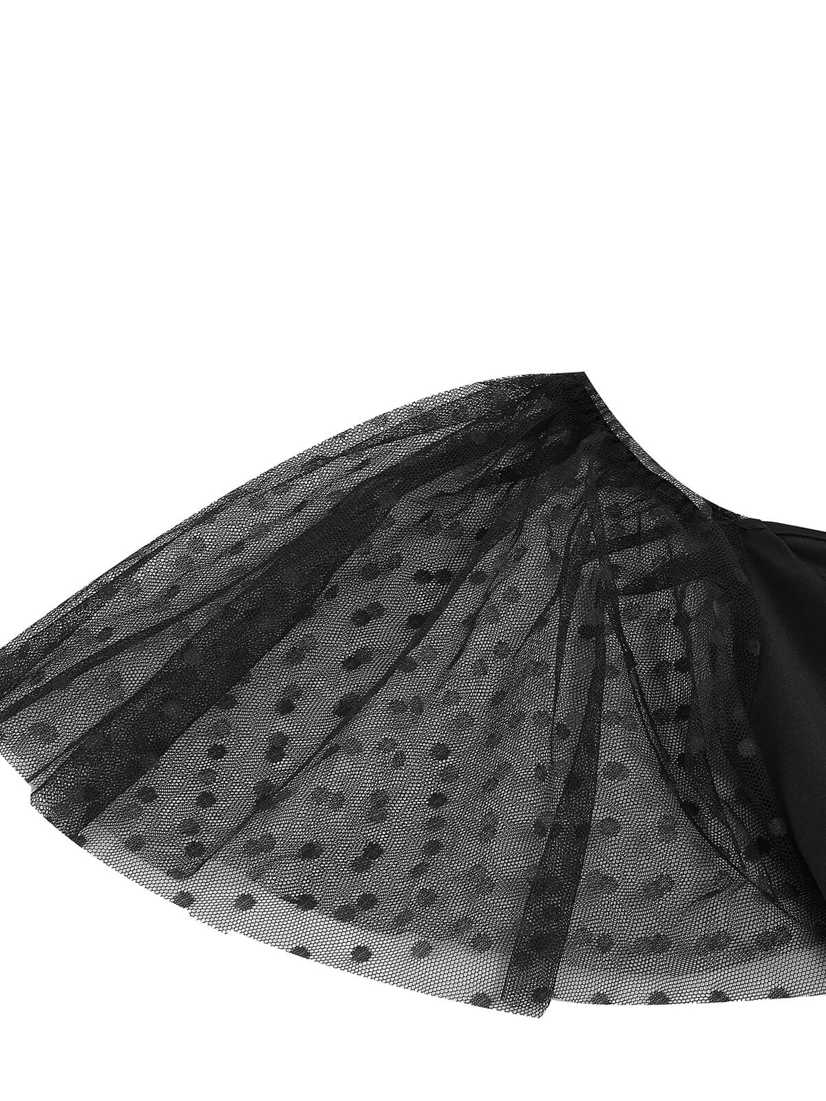 1950s Solid Dots Mesh Sleeve V-Neck Dress 17 1950s Solid Dots Mesh Sleeve V-Neck Dress - Image 15