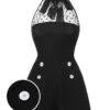 [Pre-Sale] Black 1950s Polka Dots Sheer Neck Romper -Retro Pulse Shop SCHL004159 01
